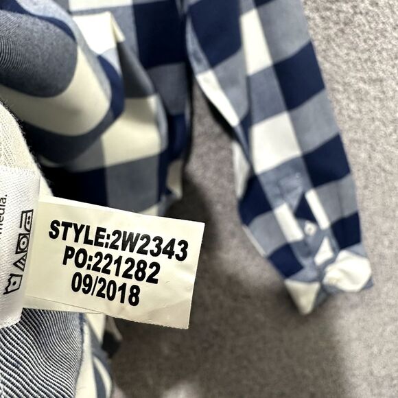 Vineyard Vines Chilmark Button Top Women 10 Blue Buffalo Plaid Relaxed Flannel - Picture 14 of 15